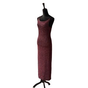 Vintage‎ 90s Sabrina Carpenter holiday Elegant Burgundy Sequin Dress
